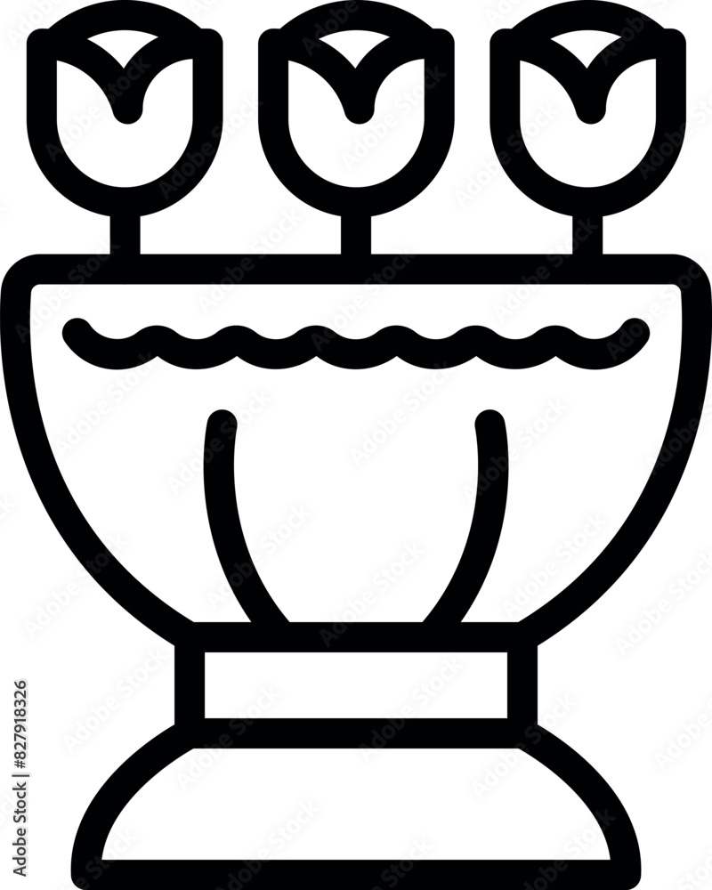 Poster Black and white line drawing of a stylized flower bouquet in a vase - Posters