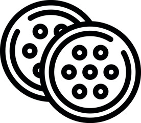 Vector graphic of three stylized cookies in black and white, perfect for designs and decorations