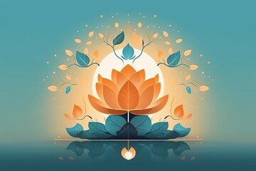 Illustration of lotus flowers for Vesak Day Greeting card , Vesak Day Background Wallpaper	
