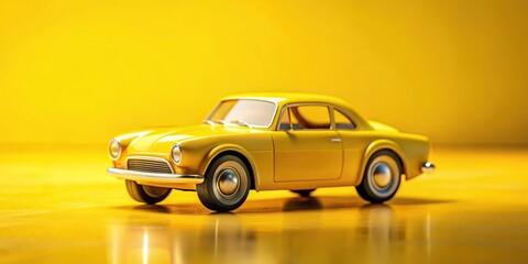 Vibrant yellow toy car in a yellow setting, representing childhood joy and exploration