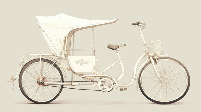 Illustration of a white rickshaw bicycle