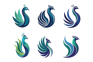 vector set of peacock illustration