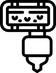 Black and white outline of a drip irrigation system icon, depicting water conservation in agriculture