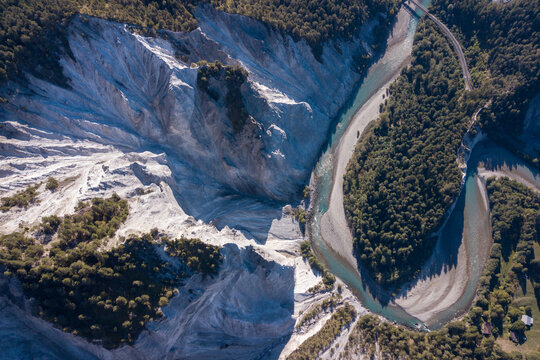 Rhine Gorge between Ilanz and Bonaduz in Switzerland from above, also known as the Swiss Grand Canyon