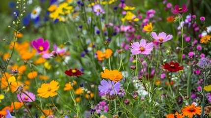 Obraz premium A bed of colorful wildflowers able to withstand long dry spells with minimal watering.