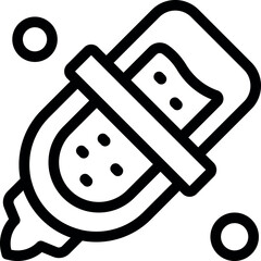 Simple line icon illustration of a salt shaker with flowing salt grains, isolated on a white background