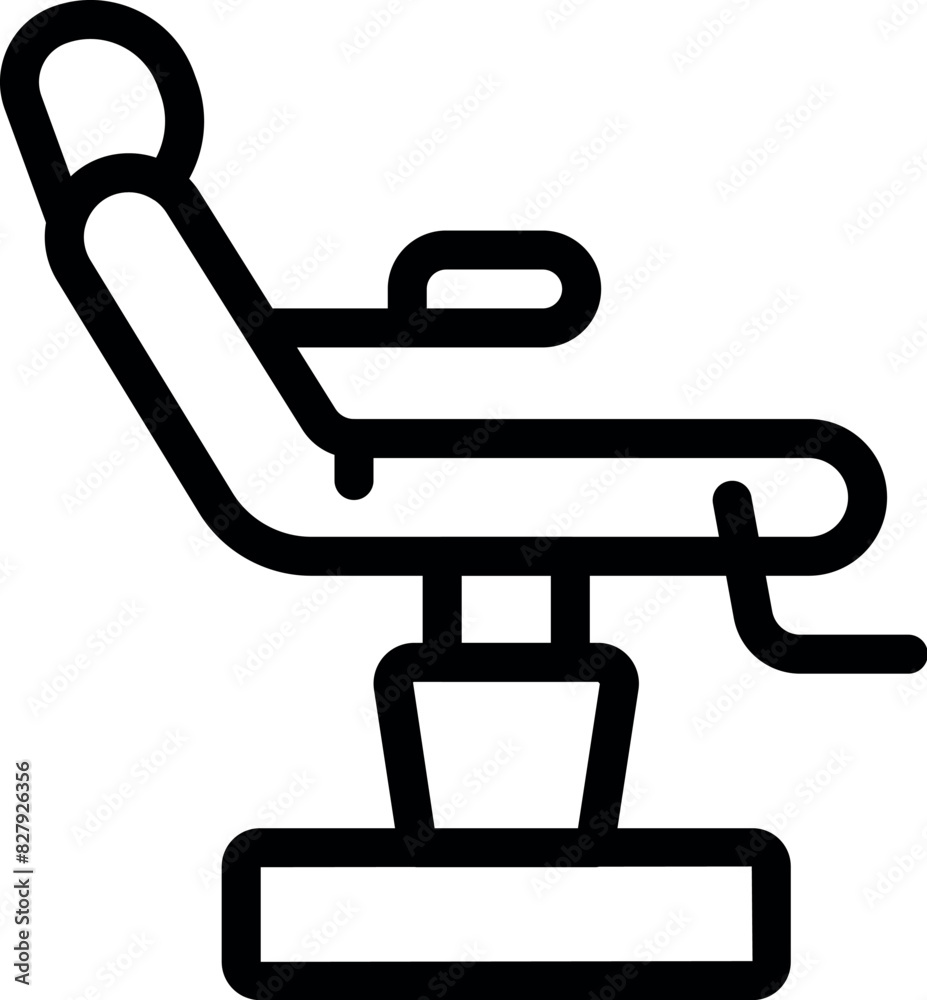 Wall mural modern illustration of a simple, clean, and minimal dental chair icon in black outline, isolated on 