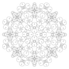 Mandala black and white with padlocks on a white background