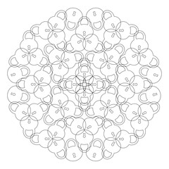 Mandala black and white with padlocks on a white background