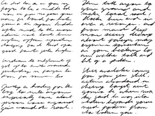 Authentic Handwritten Note, Two Columns of Women's Cursive Handwriting. Completely Illegible, Non-Readable Gibberish Handwritten Document for Textures, Patterns, Backgrounds, and More.