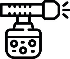 Black and white line art icon depicting a digital video camera, ideal for multimedia concepts