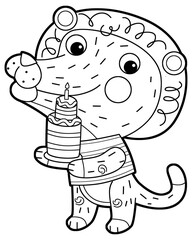 cartoon scene with happy and funny young cat lion like kindergarten kid or child having fun isolated background illustration drawing sketch