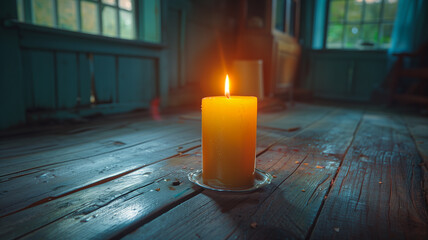 burning candle in the dark