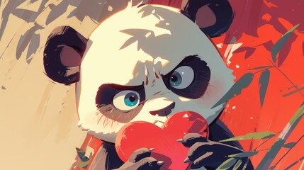 The adorable little panda character looks utterly dismayed his heart shattered into pieces