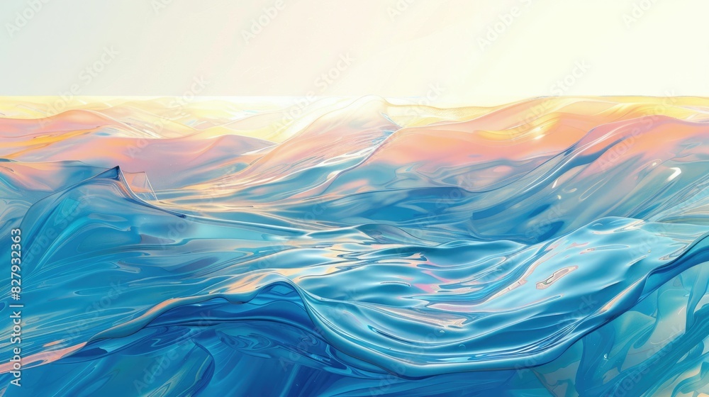Poster a painting depicting a wind wave in the ocean, showcasing the beauty of water resources in the ecore - Posters