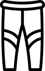 Simplified black line drawing of a pair of athletic leggings, suitable for icon use