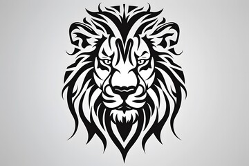Fototapeta premium Lion, the head of a lion in a multi-colored flame. Abstract multicolored profile portrait of a lion head on a White background.