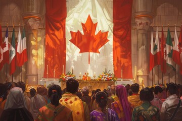 Various religious communities performing their traditional rituals in temples, churches of prayer during Canada Day