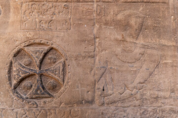 Coptic Crosses at Philae Temple In Aswan. Egypt.