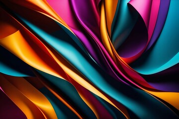 Naklejka premium A colorful abstract composition with wavy shapes in blue, yellow, purple, and orange. The vibrant colors and flowing lines create a dynamic and eye-catching pattern.