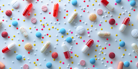 A Crisp and Clean Array of Colorful Pills and Capsules - Pharmaceutical Diversity in Healthcare"