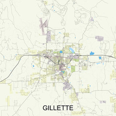 Naklejka premium Gillette, Wyoming, United States map poster art