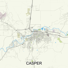 Casper, Wyoming, United States map poster art