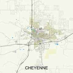 Cheyenne, Wyoming, United States map poster art