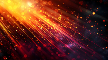 Obraz premium Colorful vibrant neon light stripes and dots, luminous lighttail stripes on a dark moody background, futuristic design, modern light art