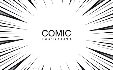 Naklejka premium Radial lines background for comic books. Manga speed frame, explosion background. Black and white vector illustration