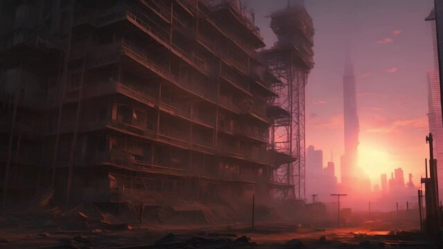 荒廃した都市の建造物,Generative AI