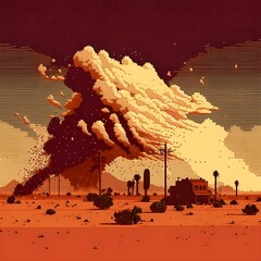 Low-Res Pixel Art of a dust storm, Generative AI