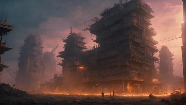 荒廃した都市の建造物,Generative AI
