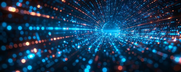 Fototapeta premium Technology abstract particle wave Background 