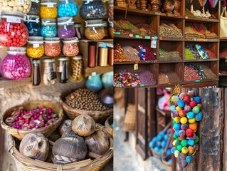 Fototapeta premium A souvenir being picked out at a local market, then packing/unpacking it, putting on a shelf when they get home. 