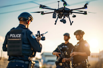 Police drone surveillance operated by officers