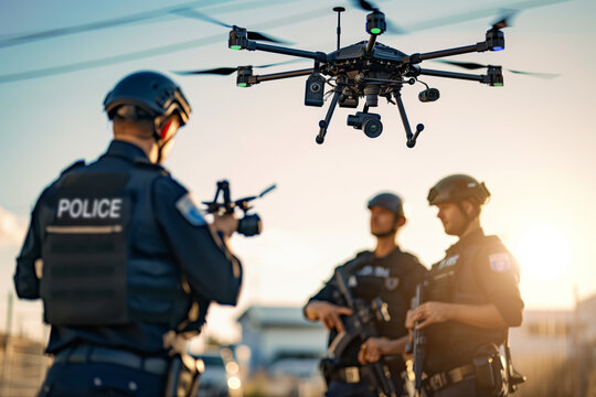 Police drone surveillance operated by officers