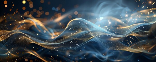 Fototapeta premium Technology abstract particle wave Background 
