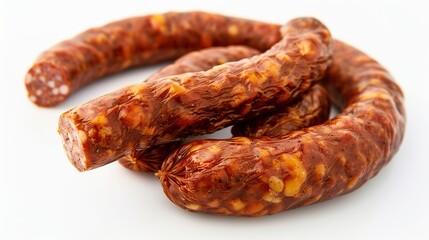 Fototapeta premium kind of sausage, white background . Generative Ai