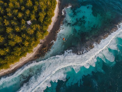paracaidas de colores sobre el mar