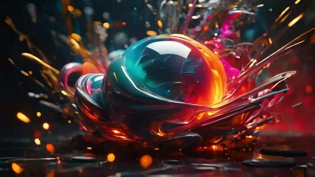 激しくぶつかり合う球体CGアート,Generative AI