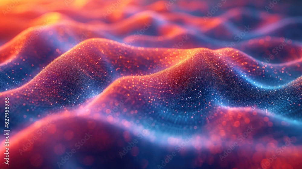 Poster a computer generated image showcasing mesmerizing waves and twinkling stars.