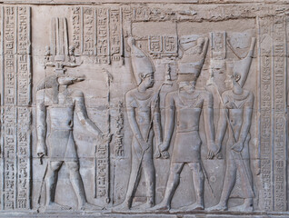 wall Reliefs at the Temple Of Kom Ombo at Aswan Egypt.