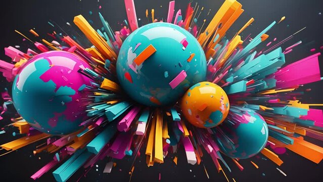 激しくぶつかり合う球体CGアート,Generative AI