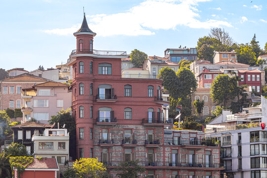 Magnificent view of the historical Yusuf Ziya Pasha pavilion in the Bosphorus of Istanbul from the Bosphorus.