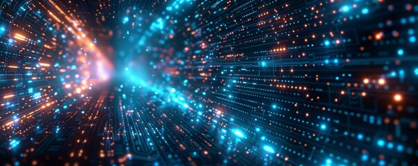 Obraz premium Technology abstract particle wave Background 