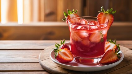 Elegant Glass of Strawberry Elixir in Nature