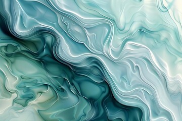 Obraz premium Fluid abstract pattern with organic shapes and a gradient of blues and greens, evoking a sense of calm and fluidity