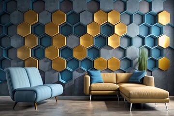 Fototapeta premium Geometric hexagon designs for a contemporary look, generative ai