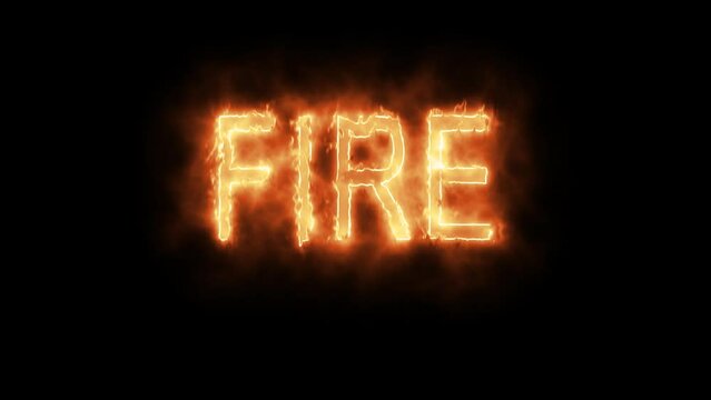 Fire text effect 4k animation. A burning text effect with a transparent video template